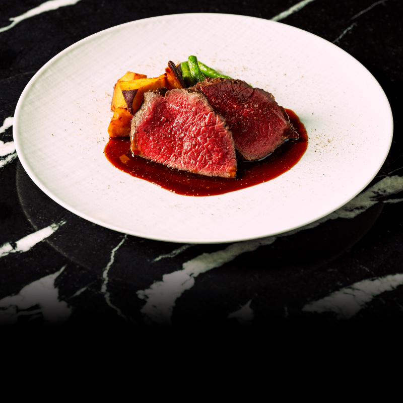 蝦夷鹿のロースト　ブラウンチーズソース